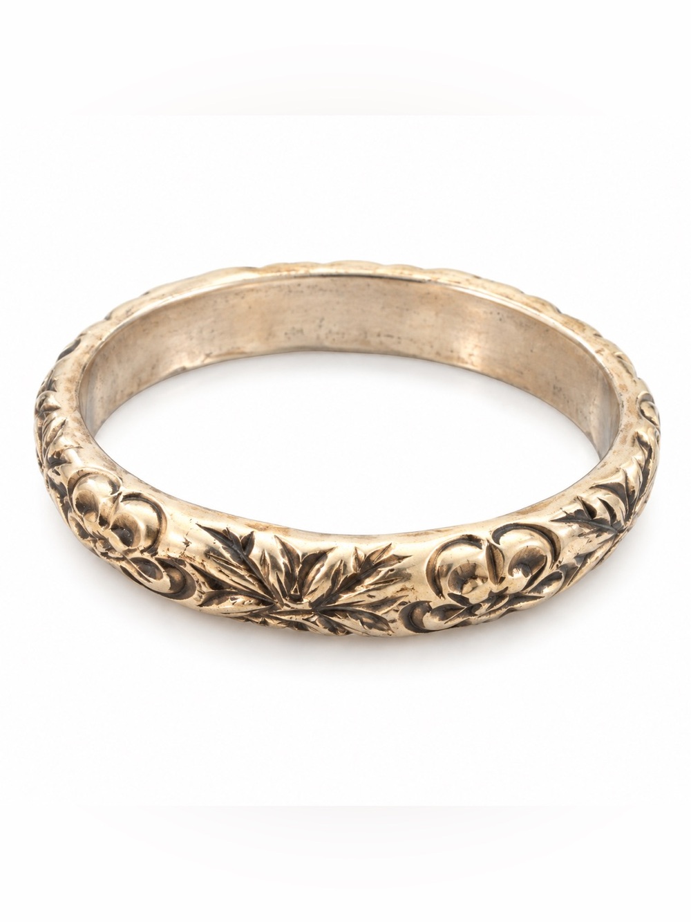 Silver Toned Women's Bracelet vintage bangle bracelet carved floral design